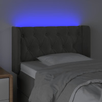 Produktbild för Sänggavel LED mörkgrå 83x16x78/88 cm sammet