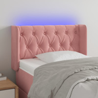 Produktbild för Sänggavel LED rosa 83x16x78/88 cm sammet