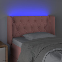 Produktbild för Sänggavel LED rosa 83x16x78/88 cm sammet