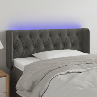 Produktbild för Sänggavel LED mörkgrå 93x16x78/88 cm sammet