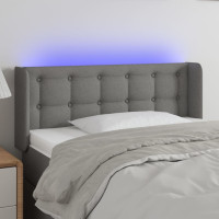 Produktbild för Sänggavel LED mörkgrå 83x16x78/88 cm tyg