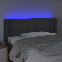 Produktbild för Sänggavel LED mörkgrå 83x16x78/88 cm tyg