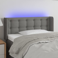 Produktbild för Sänggavel LED mörkgrå 103x16x78/88 cm tyg