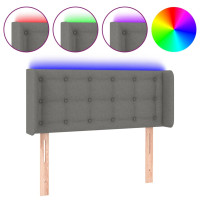 Produktbild för Sänggavel LED mörkgrå 103x16x78/88 cm tyg