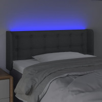 Produktbild för Sänggavel LED mörkgrå 103x16x78/88 cm tyg