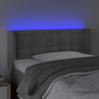 Produktbild för Sänggavel LED ljusgrå 83x16x78/88 cm sammet