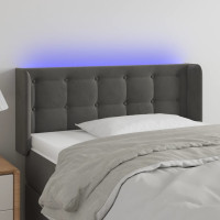 Produktbild för Sänggavel LED mörkgrå 83x16x78/88 cm sammet