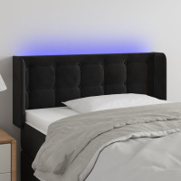 Produktbild för Sänggavel LED svart 83x16x78/88 cm sammet