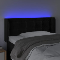 Produktbild för Sänggavel LED svart 83x16x78/88 cm sammet