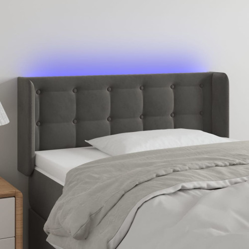 vidaXL Sänggavel LED mörkgrå 93x16x78/88 cm sammet
