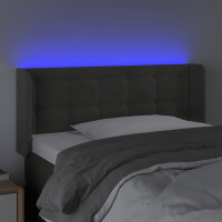 Produktbild för Sänggavel LED mörkgrå 93x16x78/88 cm sammet