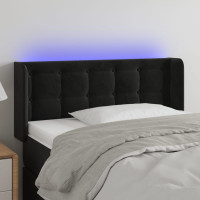 Produktbild för Sänggavel LED svart 93x16x78/88 cm sammet