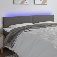 Produktbild för Sänggavel LED grå 180x5x78/88 cm konstläder