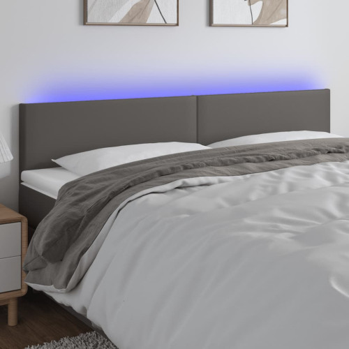 vidaXL Sänggavel LED grå 180x5x78/88 cm konstläder
