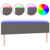 Produktbild för Sänggavel LED grå 180x5x78/88 cm konstläder