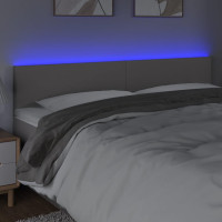 Produktbild för Sänggavel LED grå 180x5x78/88 cm konstläder