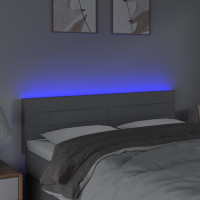 Produktbild för Sänggavel LED ljusgrå 144x5x78/88 cm tyg