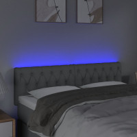 Miniatyr av produktbild för Sänggavel LED ljusgrå 160x7x78/88 cm tyg