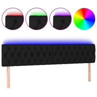 Produktbild för Sänggavel LED svart 180x7x78/88 cm tyg