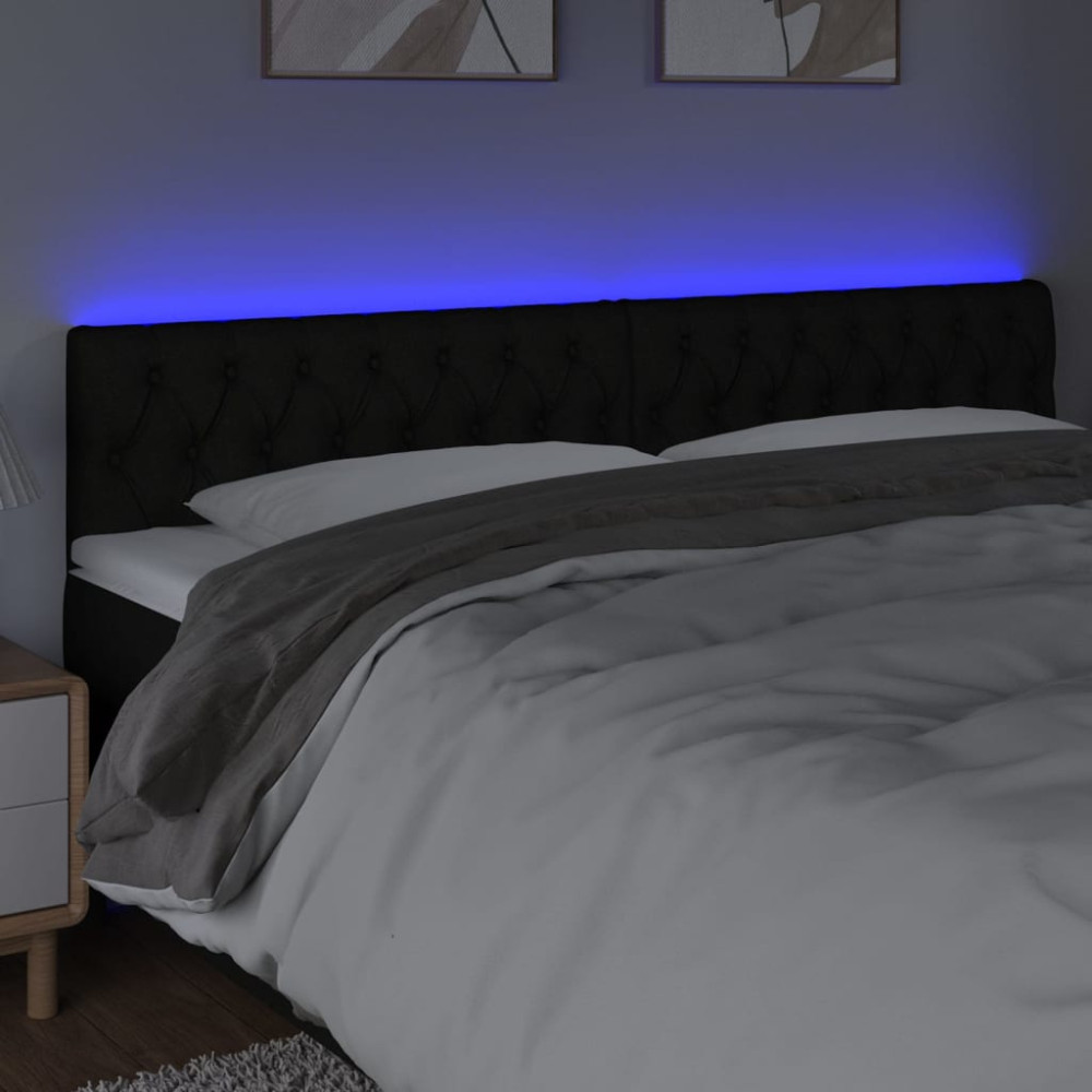 Produktbild för Sänggavel LED svart 180x7x78/88 cm tyg