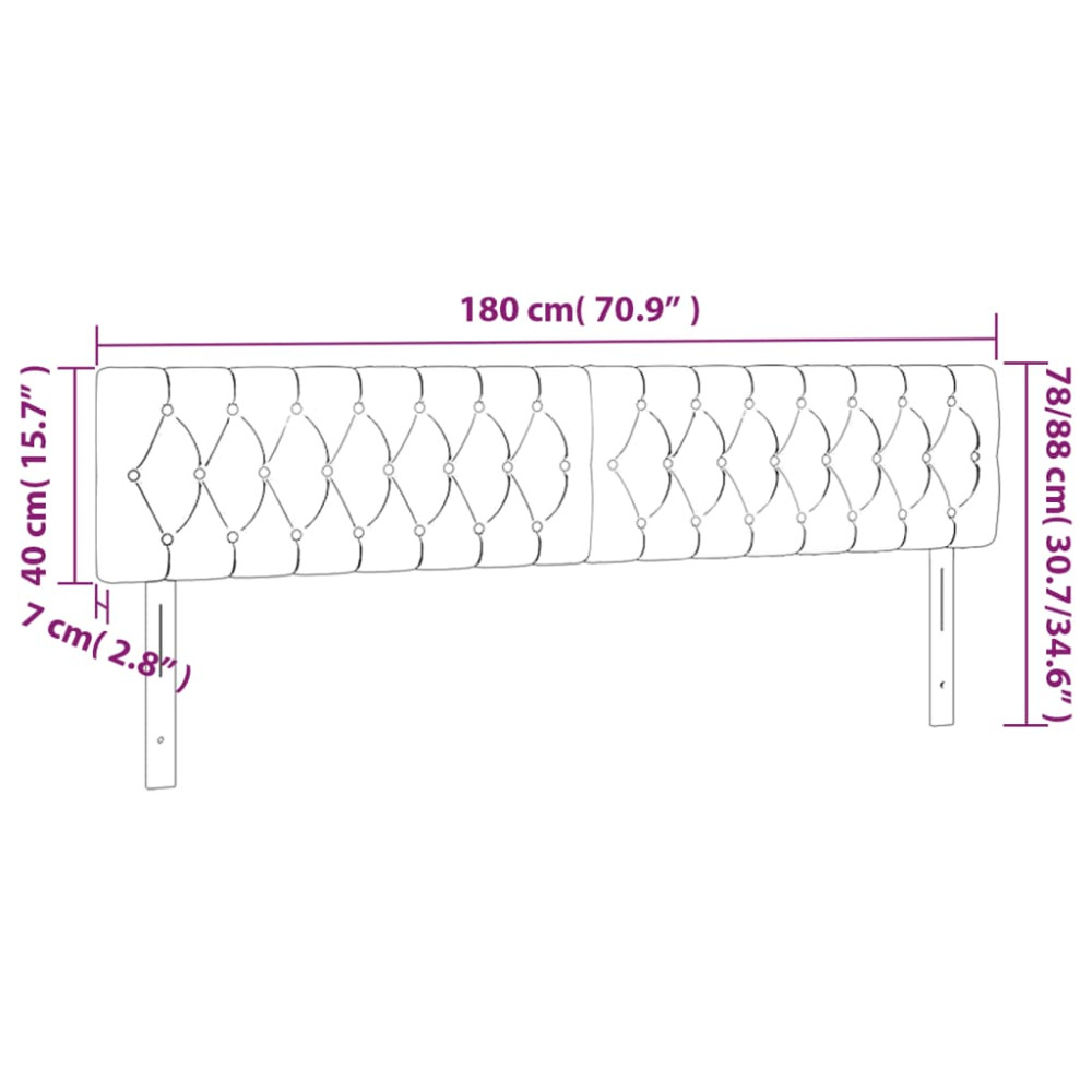Produktbild för Sänggavel LED svart 180x7x78/88 cm tyg