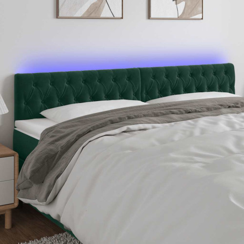 vidaXL Sänggavel LED mörkgrön 200x7x78/88 cm sammet