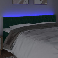 Produktbild för Sänggavel LED mörkgrön 200x7x78/88 cm sammet