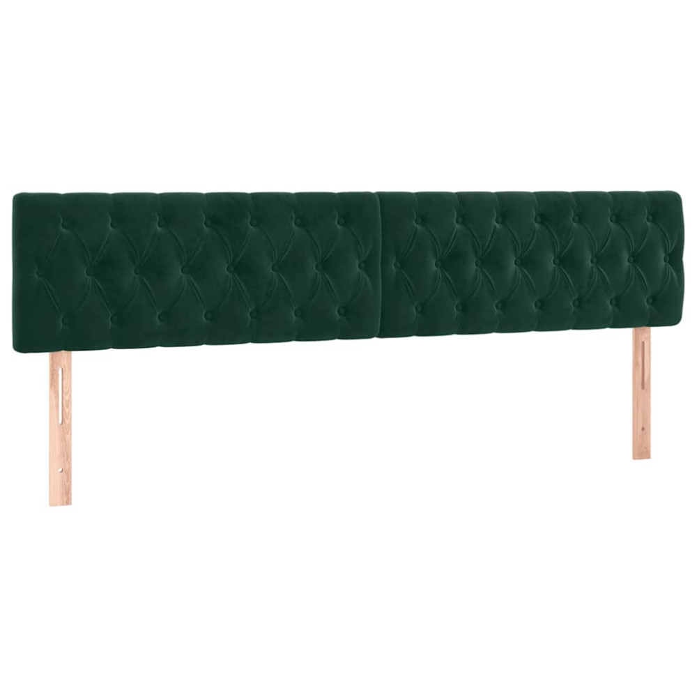 Produktbild för Sänggavel LED mörkgrön 200x7x78/88 cm sammet