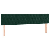 Produktbild för Sänggavel LED mörkgrön 200x7x78/88 cm sammet