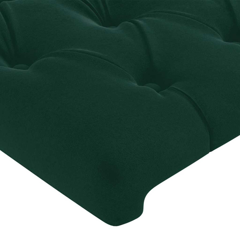 Produktbild för Sänggavel LED mörkgrön 200x7x78/88 cm sammet