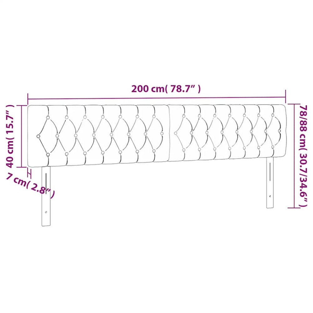 Produktbild för Sänggavel LED mörkgrön 200x7x78/88 cm sammet
