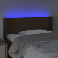 Produktbild för Sänggavel LED mörkbrun 93x16x78/88 cm tyg