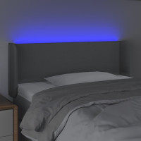 Produktbild för Sänggavel LED ljusgrå 103x16x78/88 cm tyg