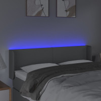 Produktbild för Sänggavel LED ljusgrå 147x16x78/88 cm tyg