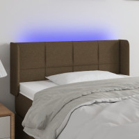 Produktbild för Sänggavel LED mörkbrun 93x16x78/88 cm tyg