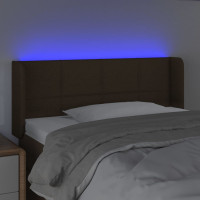 Produktbild för Sänggavel LED mörkbrun 103x16x78/88 cm tyg