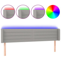Miniatyr av produktbild för Sänggavel LED ljusgrå 203x16x78/88 cm tyg