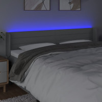 Miniatyr av produktbild för Sänggavel LED ljusgrå 203x16x78/88 cm tyg