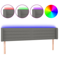 Miniatyr av produktbild för Sänggavel LED mörkgrå 203x16x78/88 cm tyg