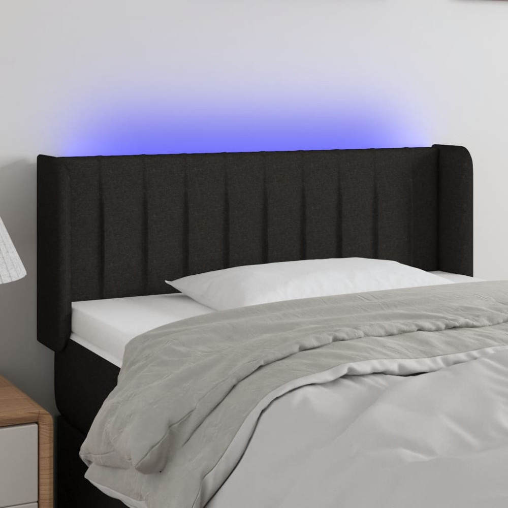 Produktbild för Sänggavel LED svart 93x16x78/88 cm tyg