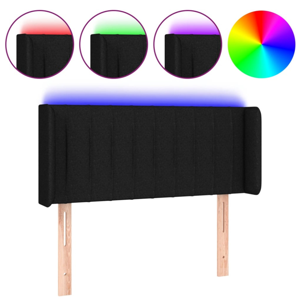 Produktbild för Sänggavel LED svart 93x16x78/88 cm tyg