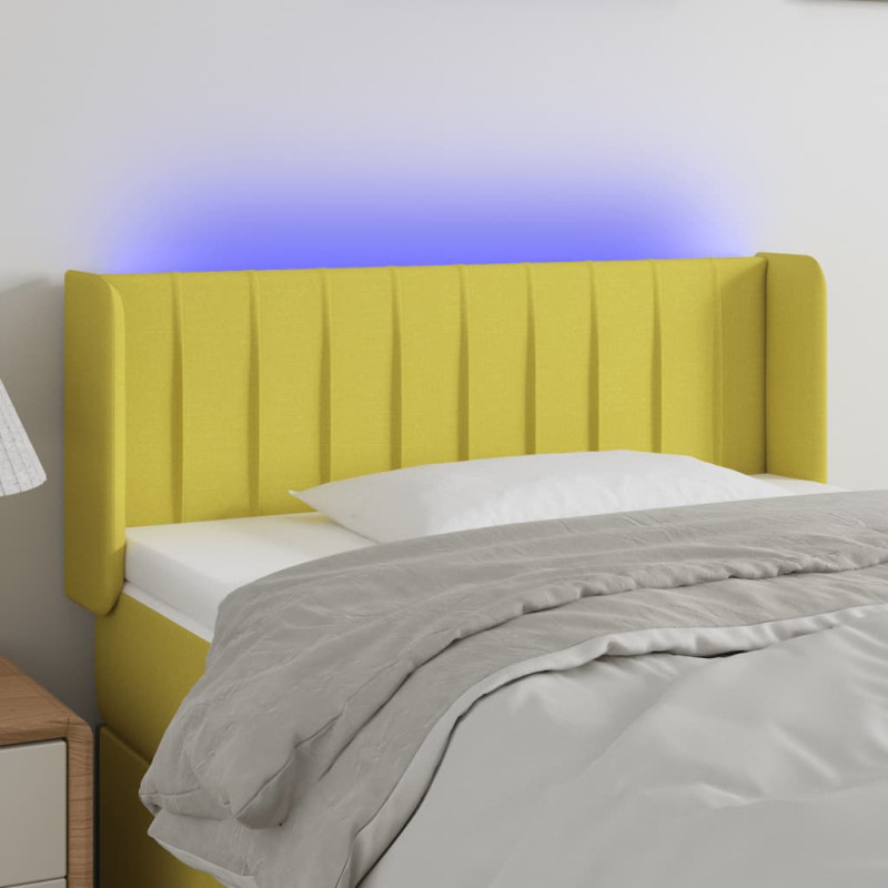 Produktbild för Sänggavel LED grön 93x16x78/88 cm tyg