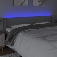 Produktbild för Sänggavel LED ljusgrå 183x16x78/88 cm tyg