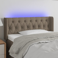 Produktbild för Sänggavel LED taupe 93x16x78/88 cm tyg