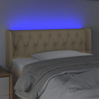 Produktbild för Sänggavel LED gräddvit 103x16x78/88 cm tyg