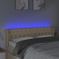 Produktbild för Sänggavel LED gräddvit 163x16x78/88 cm tyg