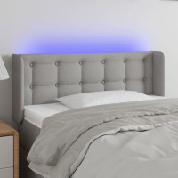 Produktbild för Sänggavel LED ljusgrå 103x16x78/88 cm tyg
