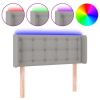 Produktbild för Sänggavel LED ljusgrå 103x16x78/88 cm tyg