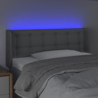 Produktbild för Sänggavel LED ljusgrå 103x16x78/88 cm tyg