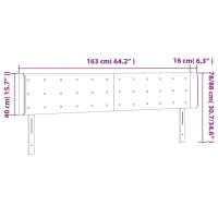 Produktbild för Sänggavel LED mörkgrå 163x16x78/88 cm tyg